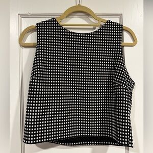 Design Lab Lord & Taylor Black and White Grid Blouse